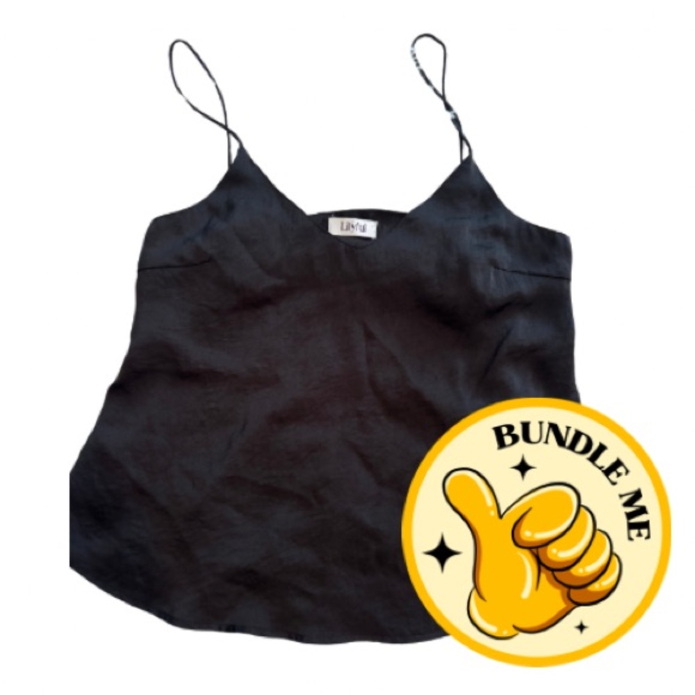 Black Cami Tank Top Women’s M Minimalist Chic Silky Feel Dressy Basic - Picture 4 of 6